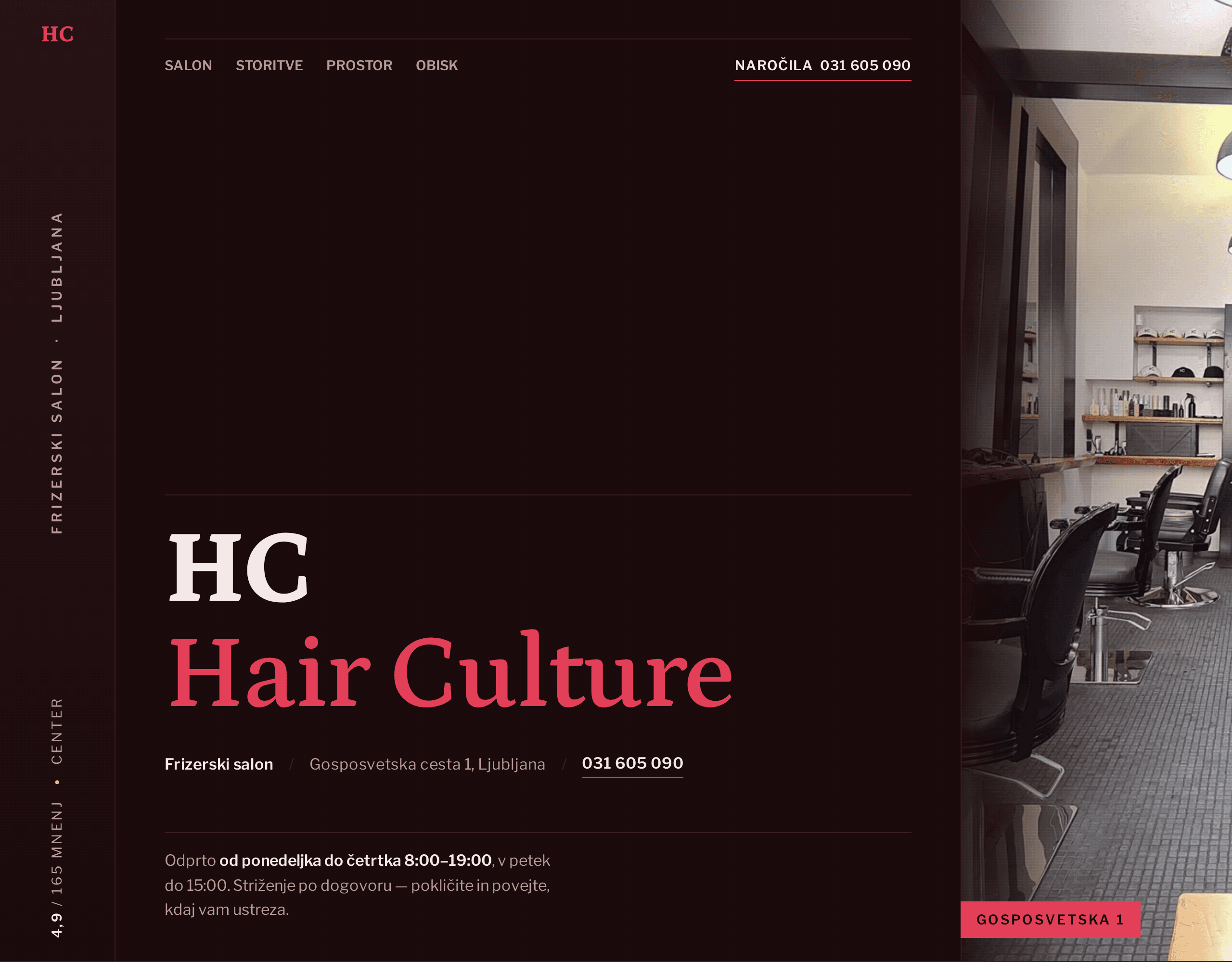 Spletna stran za HC Hair Culture