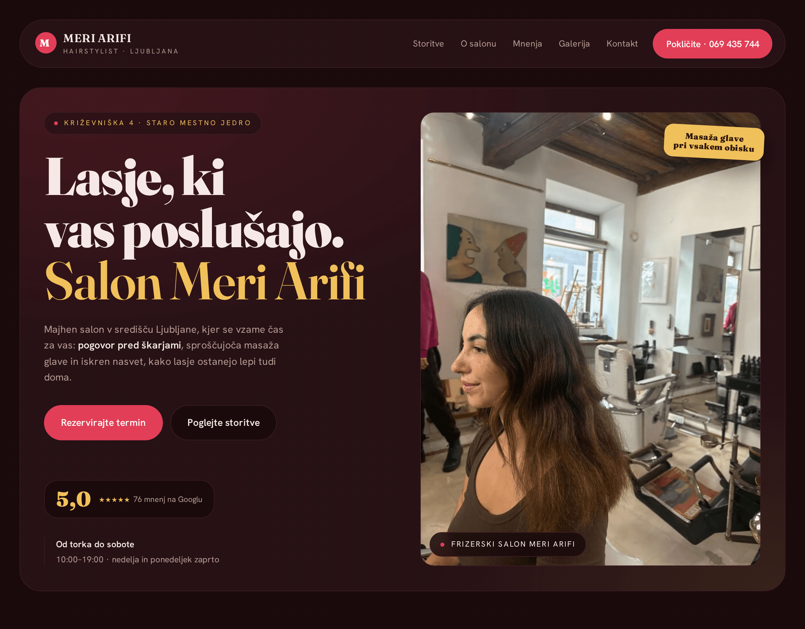 Spletna stran za Meri Arifi Hairstylist