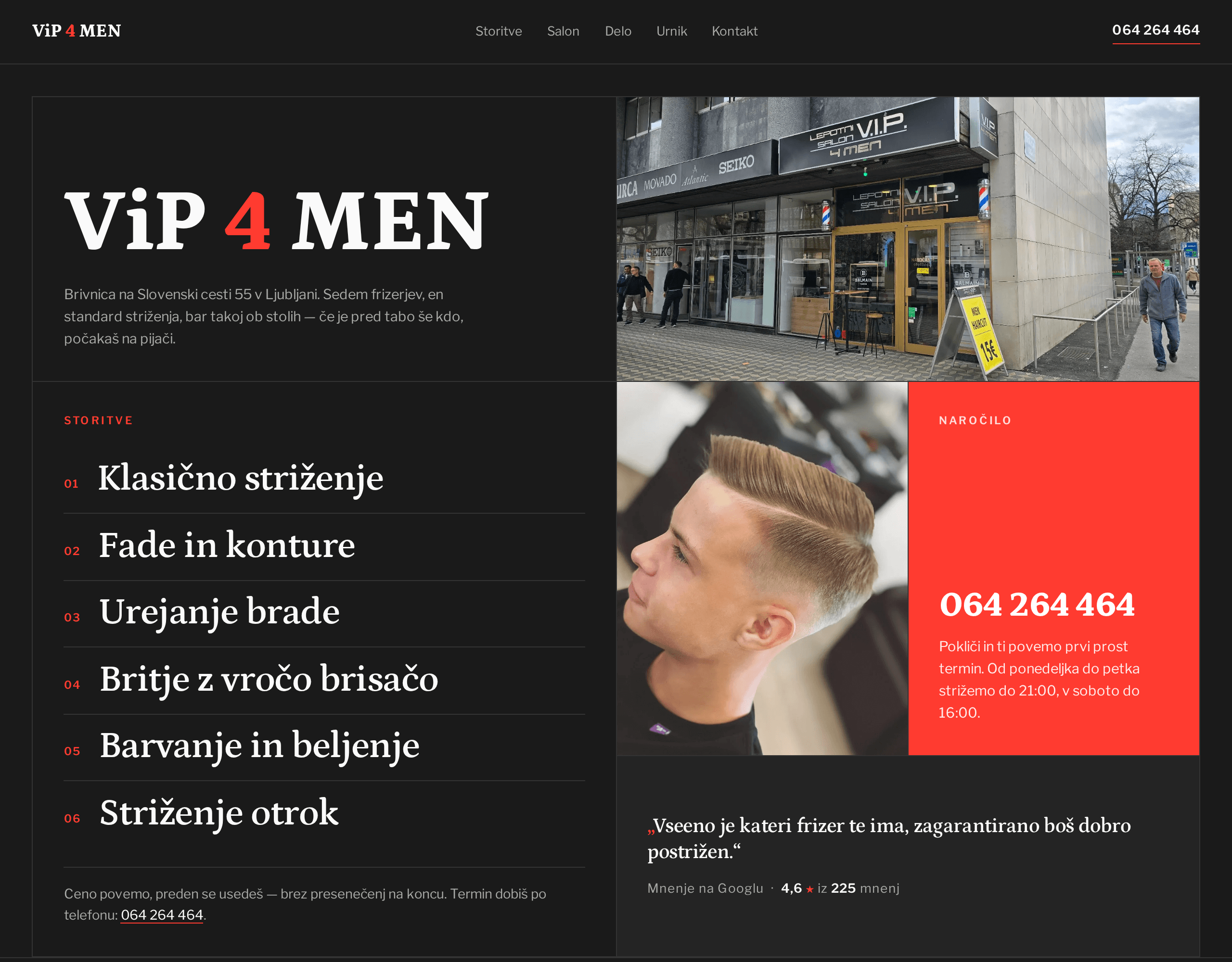 Spletna stran za Lepotni salon ViP 4 MEN