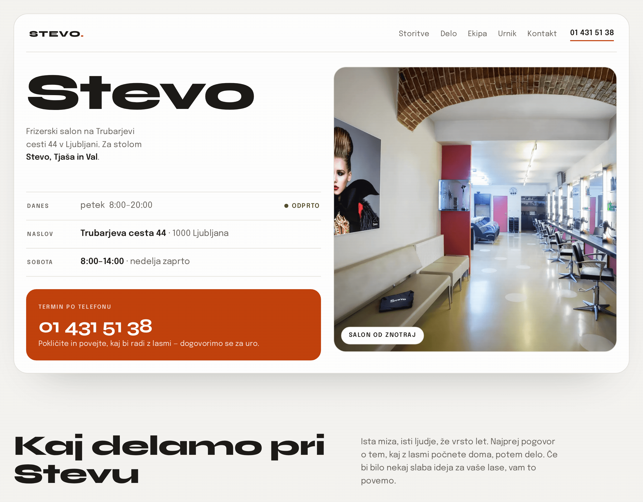 Spletna stran za Stevo hair salon